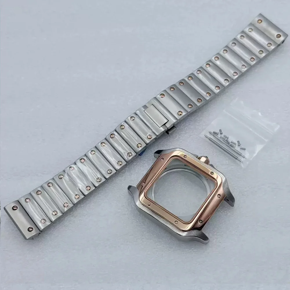 Mod NH35 Case Santo Watch Case and Bracelet Fit 27mm Square Dial For 7S26 NH35 NH36 Movement Case Transparent Back Cover Case