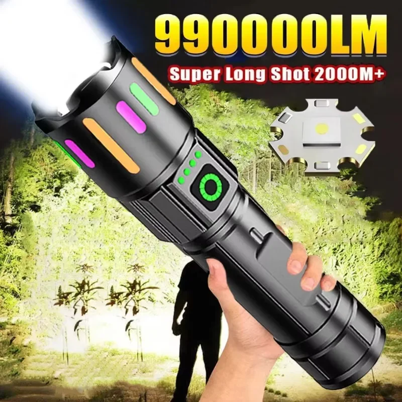 

High-power Bright LED Flashlight Outdoor Multifunctional Flashlight USB Charging Telescopic Zoom Long-distance Flashlight