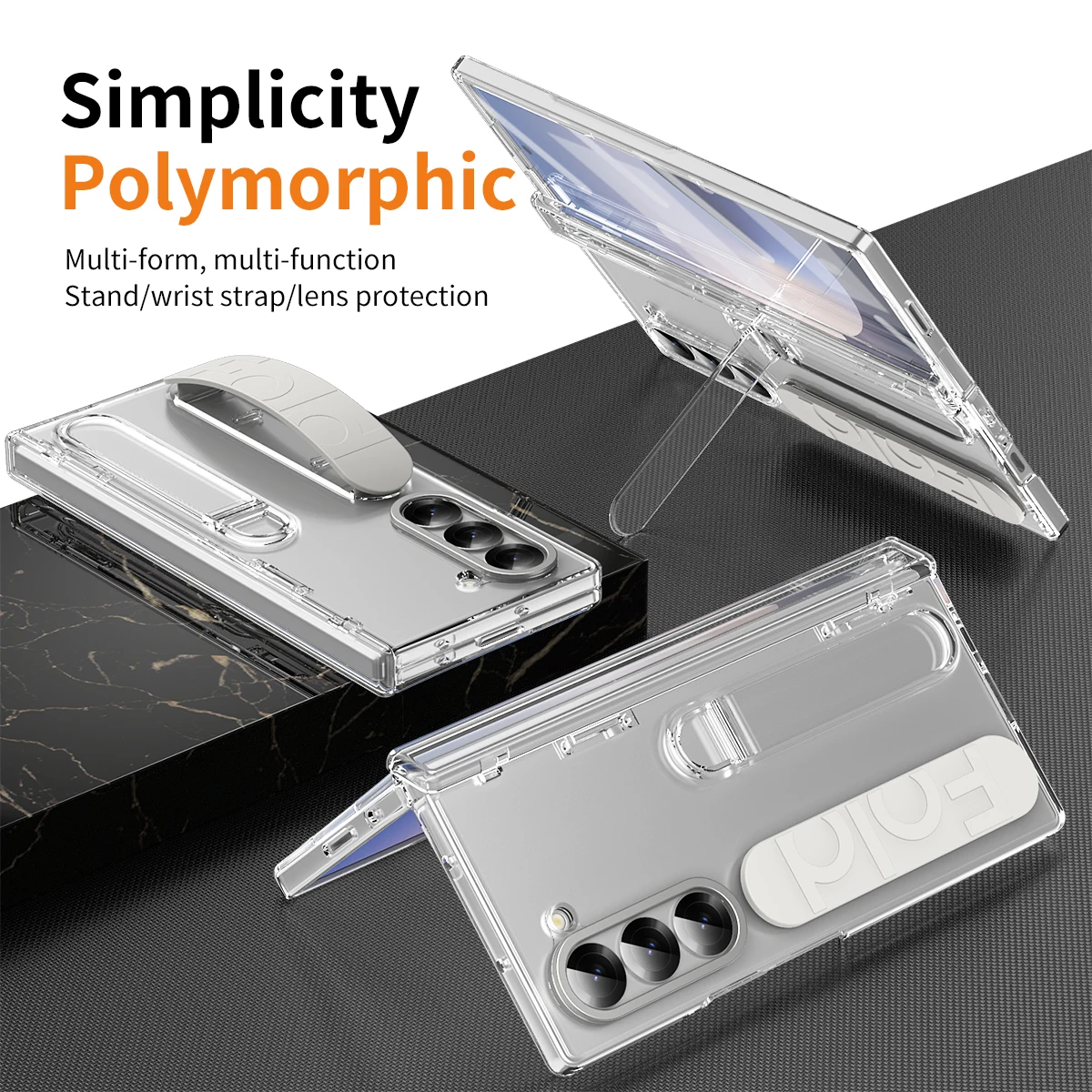 Touch Pen Case For Samsung Galaxy Z Fold 6 5 4 3 Skin Friendly Folding Hinge with Elastic Wrist Band Screen Tempered Film Cover