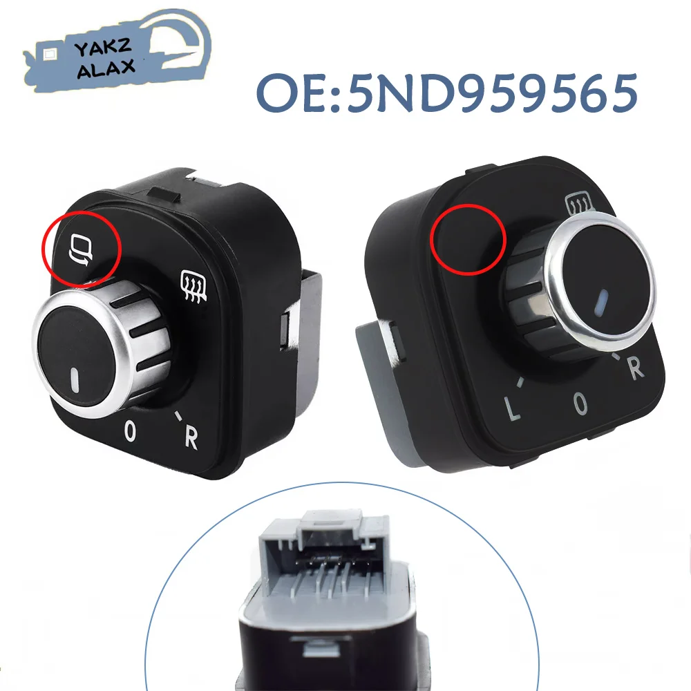 5ND959565 Mirror Control Switch for Volkswagen Passat Tiguan EOS Jetta Golf Front LH Driver Side Adjustment Knob Car Accessories