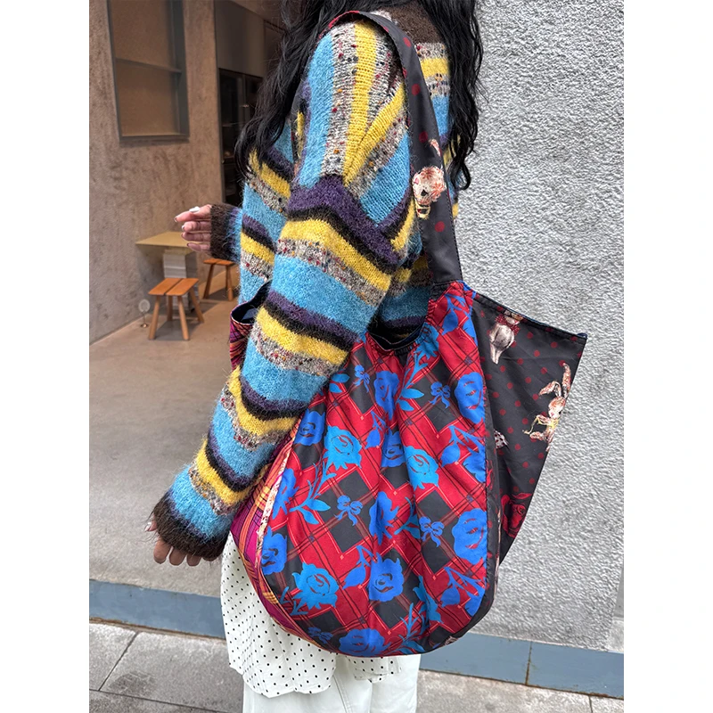 ELFSACK 2025 Winter New Arrivals Y2K Patchwork Bag  For Woman