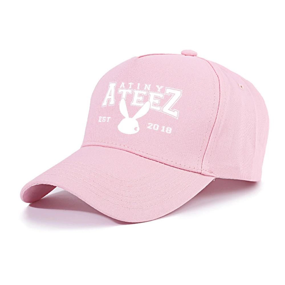 Kpop ATEEZ Athletic Baseball Cap EST2018 ATINY ANITEEZ Adjustable Size Graphic Print Ponytail Women's Hats Gorras Para Hombres