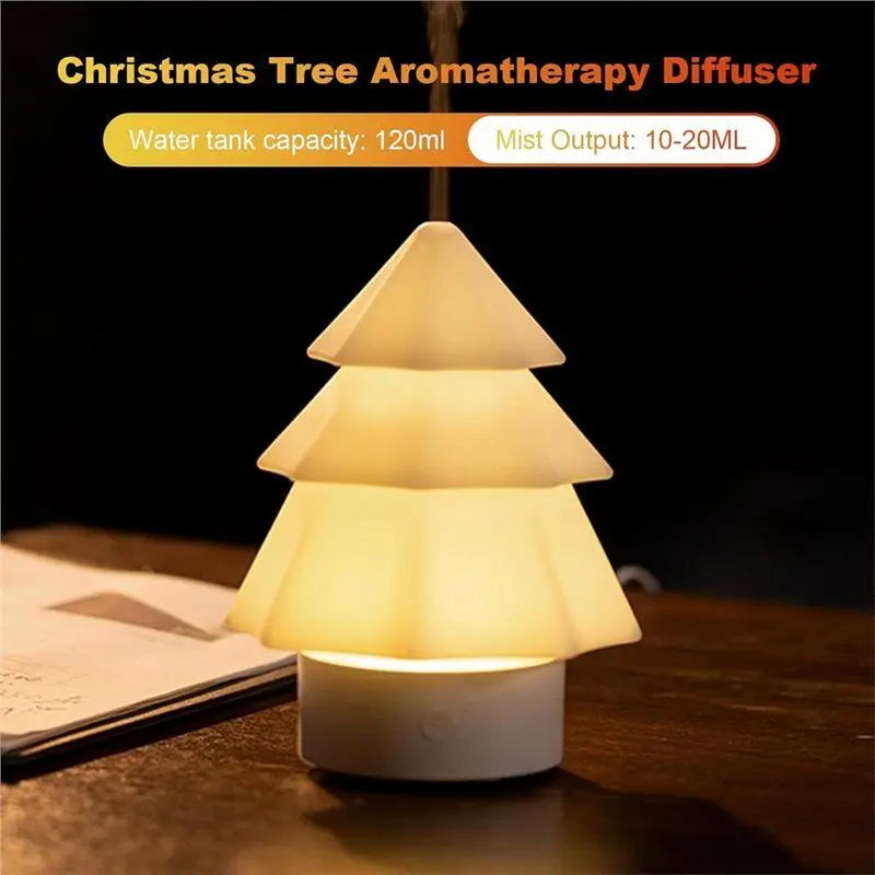 AC39-Cool Mist Humidifier 7 Colors Christmas Tree Air Diffuser Essential Oil Diffuser For Bedroom For Office B