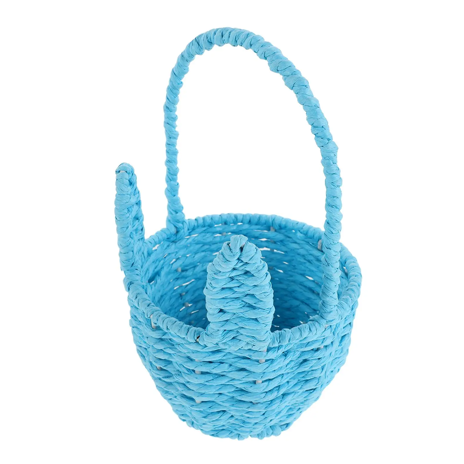 

Woven Flower Basket Cartoon Storage Cute Baskets Small Paper Rope -blue