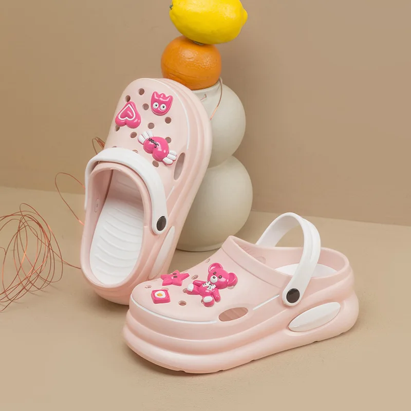 Women's Platform Clogs EVA 5cm height Hole Shoes Thick-soled Beach Shoes Outdoor Garden Shoes Female Sandals Cartoon DIY Charms