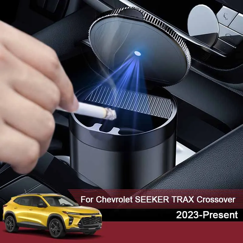

Car Cigarette Ashtray Cup For Chevrolet Seeker Trax Crossover 2023 With Lid LED Light Portable Detachable Vehicle Ashtray Holder