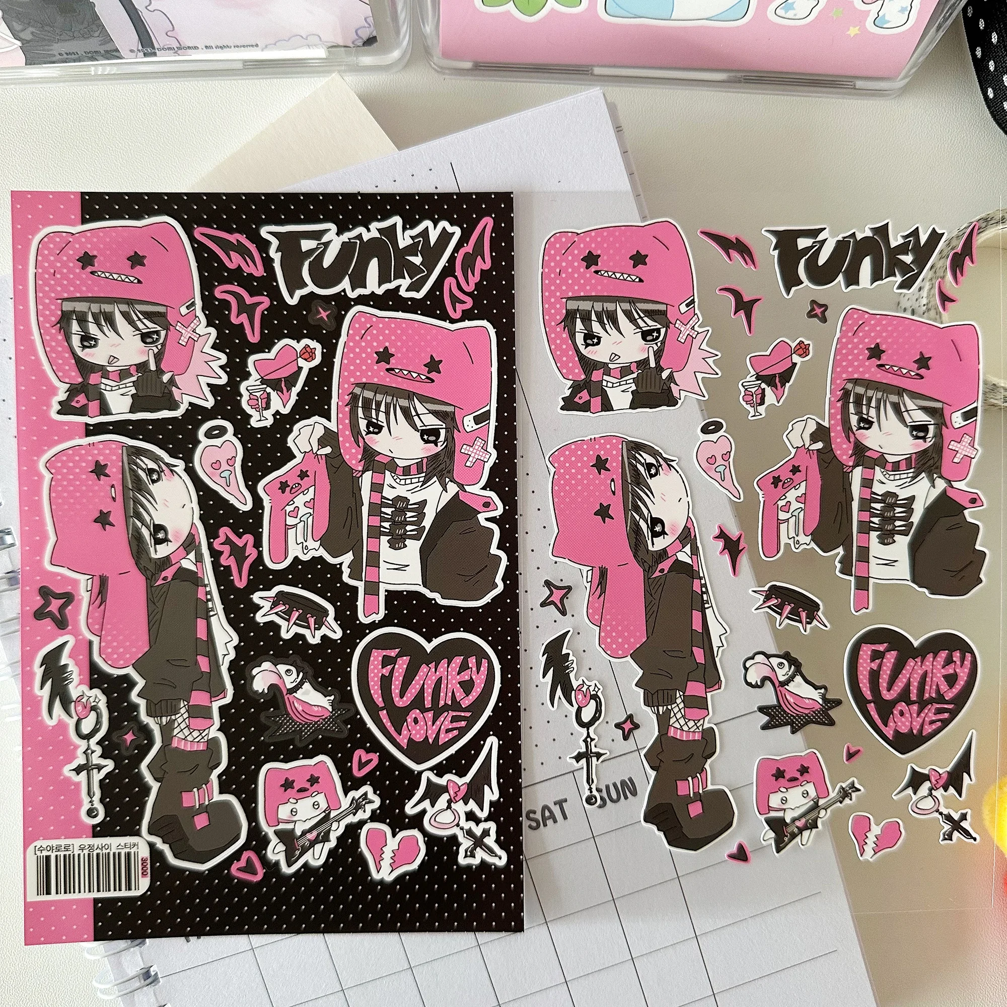 1/9PCS Cartoon Sweet Cool Girl Stickers Cute Korean Anime Character Stickers Journal Diary Scrapbook Diy Decorative Stickers