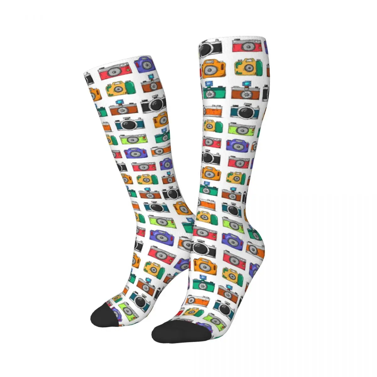 Retro Camera Socks Harajuku Super Soft Stockings All Season Long Socks Accessories for Man's Woman's Christmas Gifts