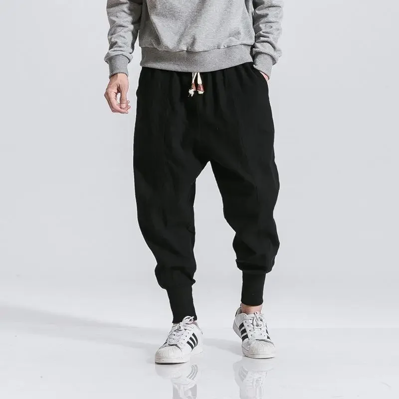 Prowow Streetwear męskie spodnie haremowe koreański styl Casual bawełniane lniane spodnie męskie spodnie do biegania 2021 wiosna nowe luźne spodnie