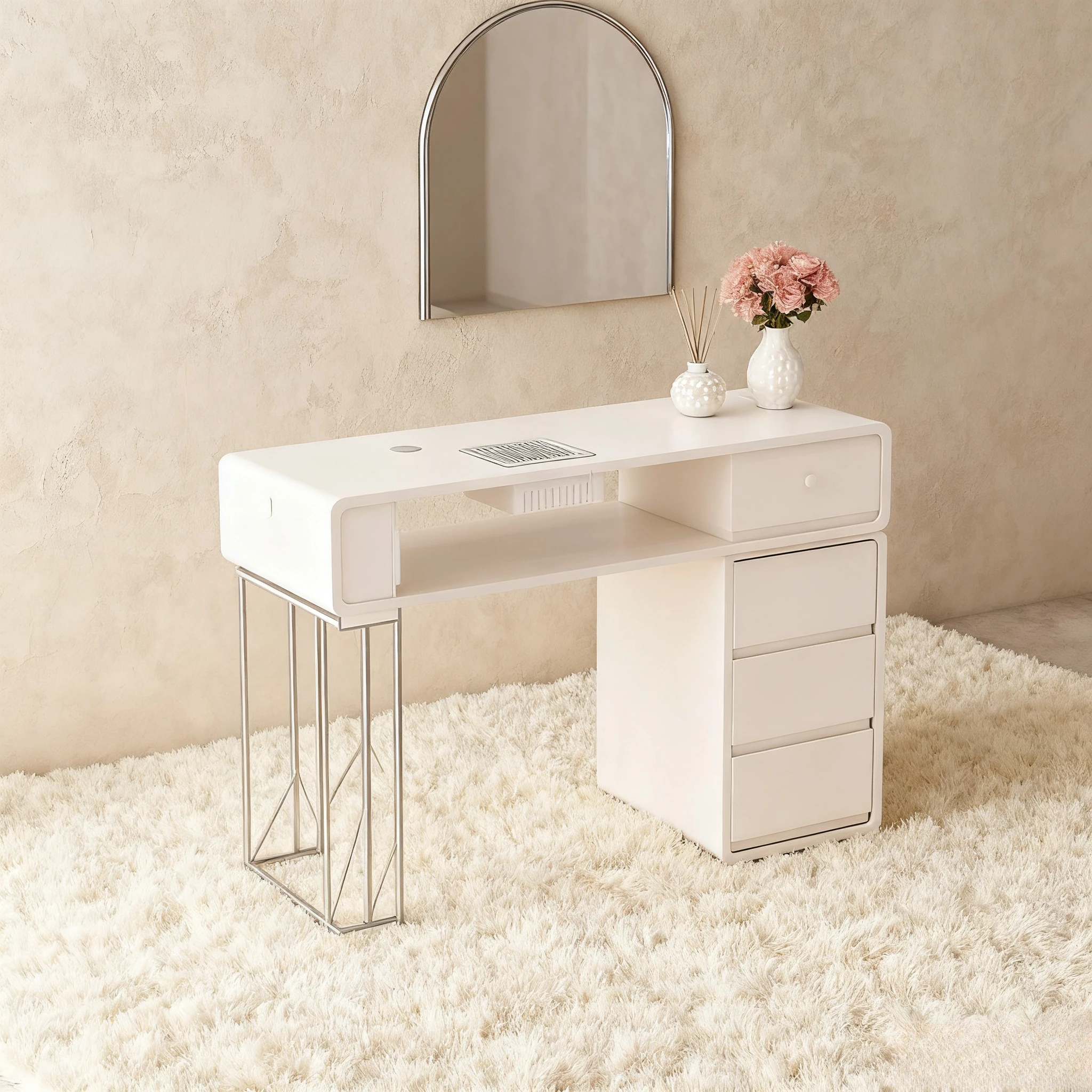 stainless steel dental makeup table MJT-030 furniture for hair salon manicure table furniture hairstyle  nails desk table wall