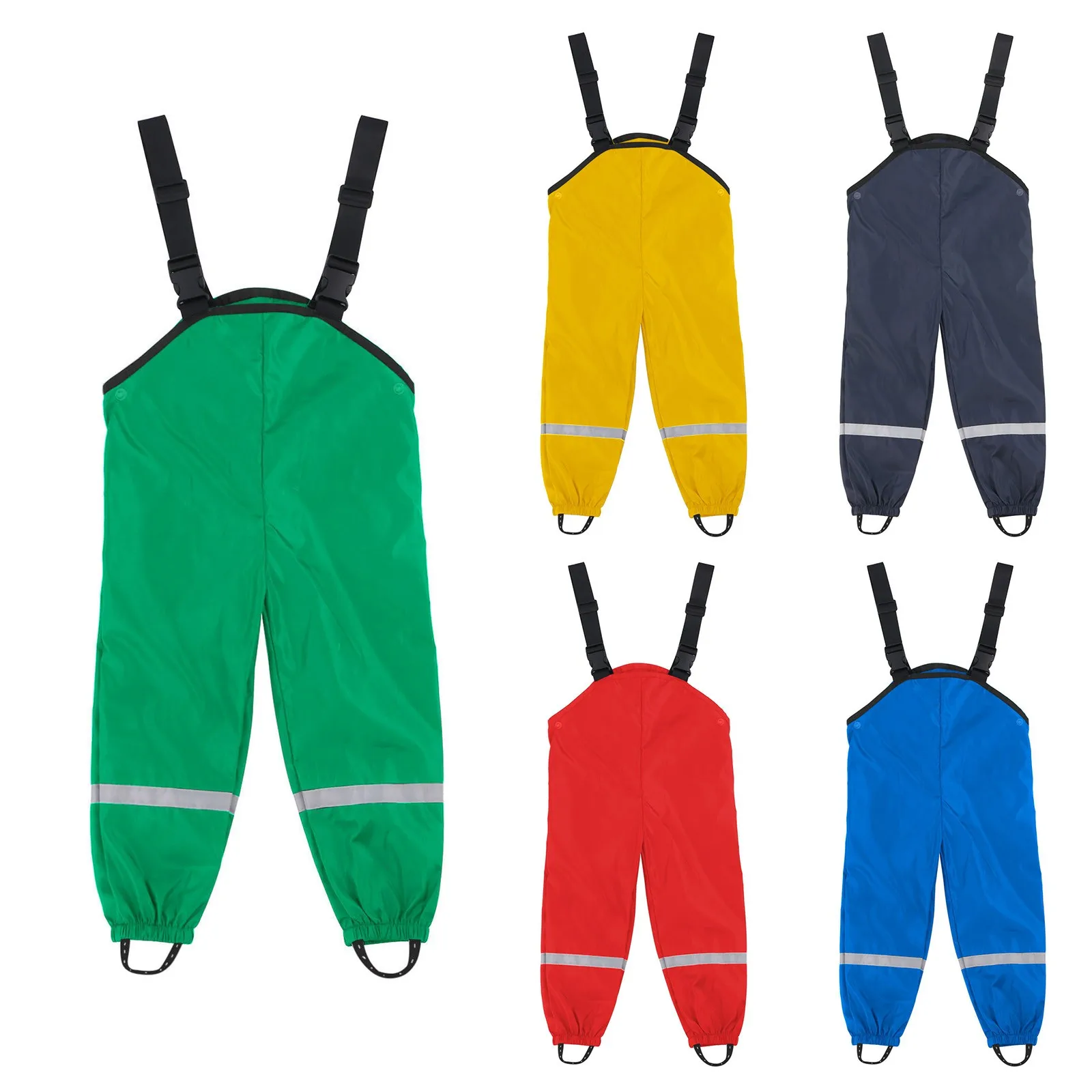 Autumn Spring Unisex Children\'S Rain Dungarees Windproof And Waterproof Mud Trousers Windproof Pants Loose Fit Children Overalls