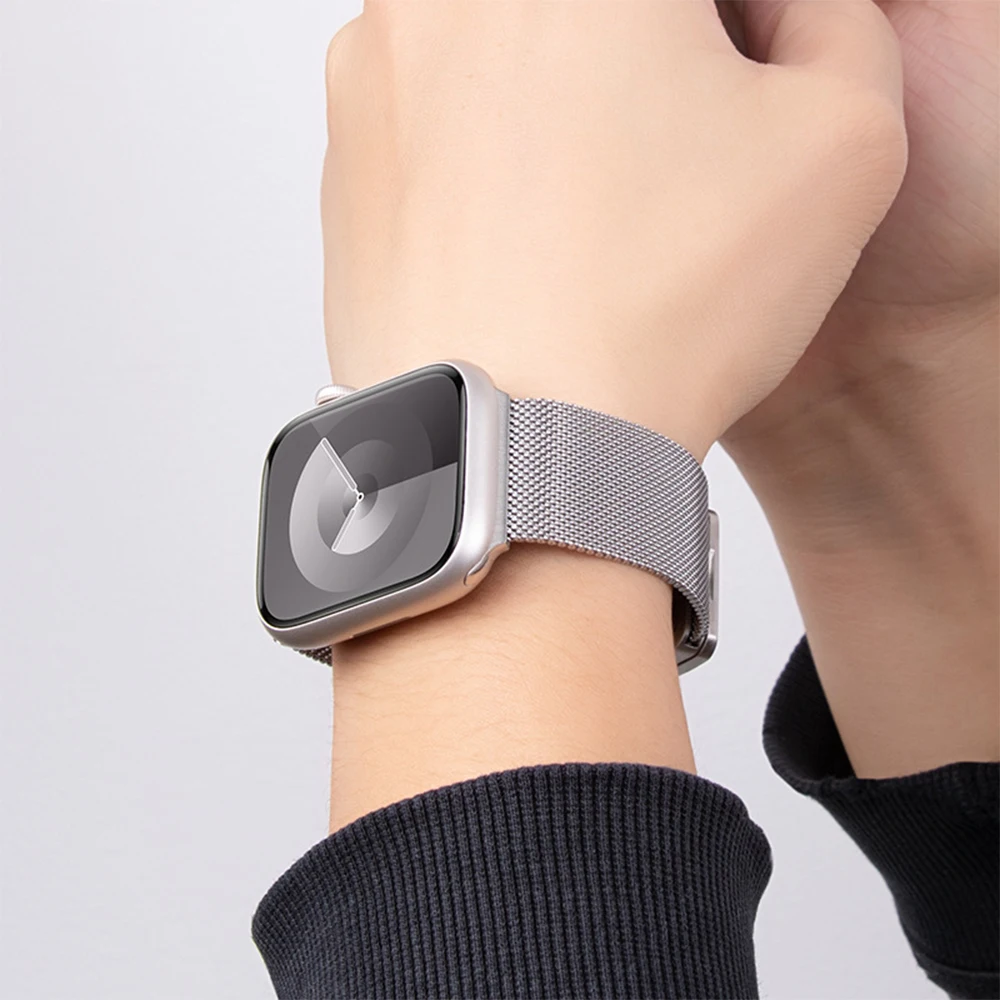 Магнитный миланский ремешок-петля для Apple Watch Series 10 9 8 7 6 5 4 46 мм 45 мм 44 мм 42 мм 41 мм 40 мм Металлический ремешок для Ultra 1 2 49 мм