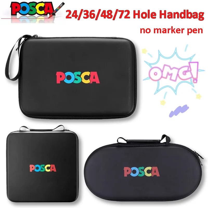 uni POSCA Marker Pen 24/36/48/72 Hole Handbag Multi Functional Double Zipper Valv Student Outdoors Painting Practical Stationery