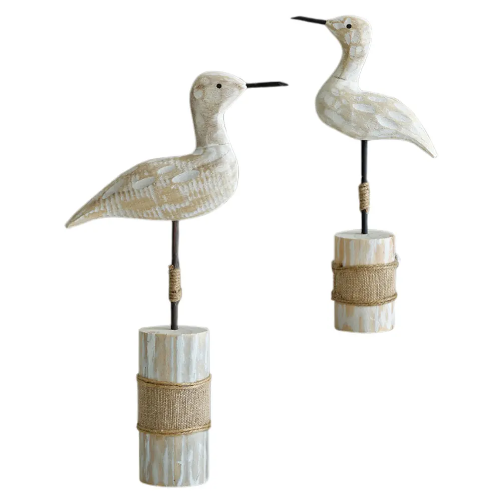 

2Pcs Rustic Sea Bird Statue Seagull Decor Lake House Nautical Coastal Tabletop Beach Bird Accent Display Lake House Decor