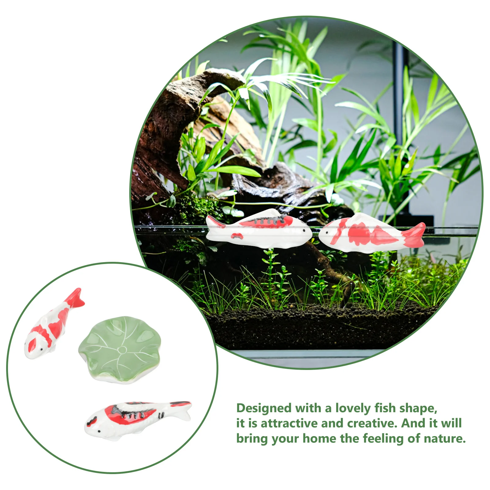 ของตกแต่งตู้ปลาเซรามิก 3 ชิ้น รูปปลาลอยน้ำ ของประดับตกแต่งตู้ปลา ของตกแต่งบ้านสไตล์มินิมอล ของตกแต่งเซรามิกลอยน้ำ