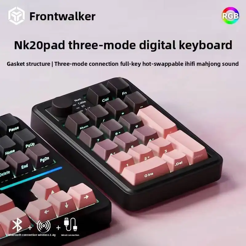 NK20PAD Wireless Bluetooth Numeric Tri-mode Keypad Gasket structure Side-engraved All-key hot-plugging Keyboard For PC Laptop