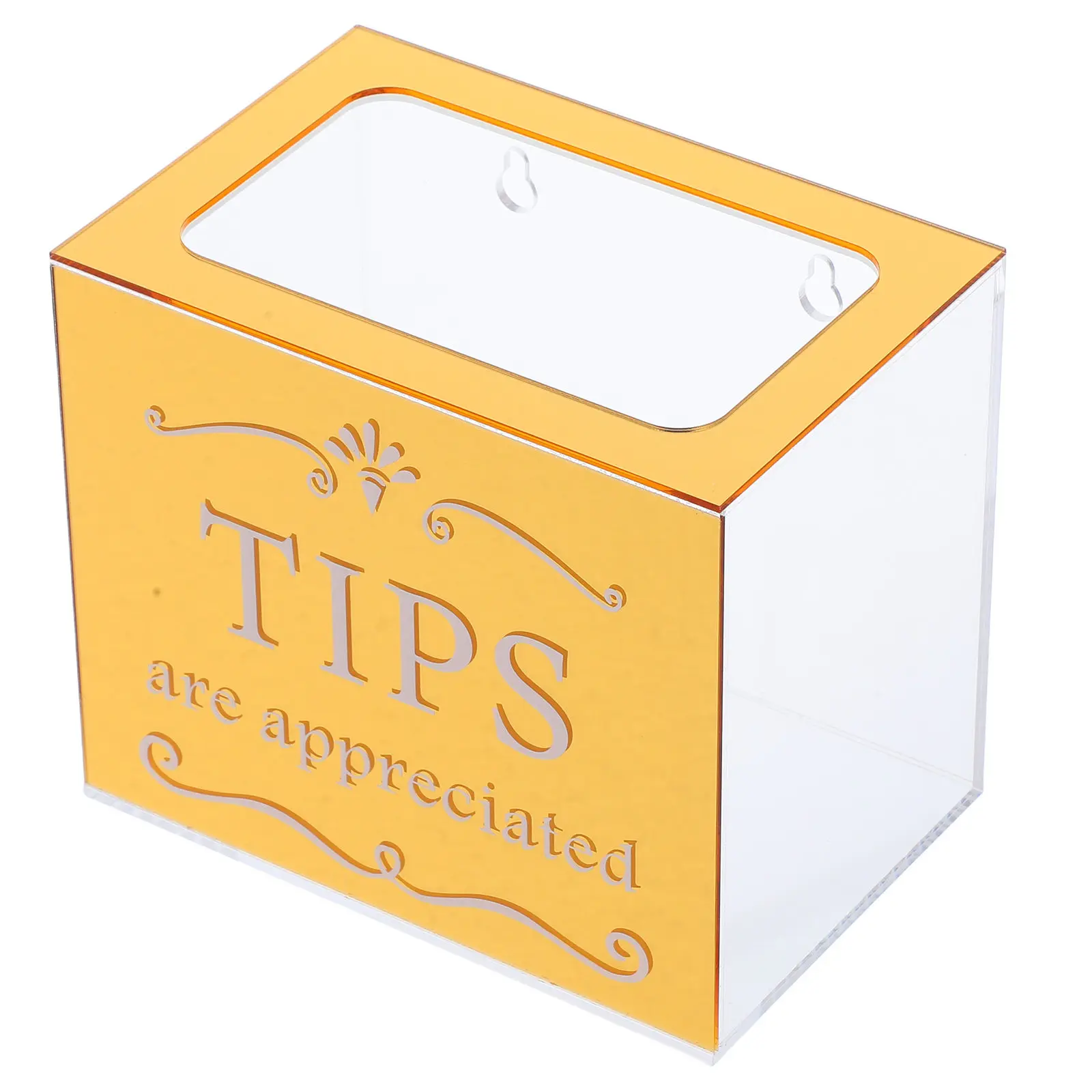 Acrylic Suggestion Box Clear Gold Rectangular Money Collection Cash Donation Raffle Lock Box for Bars Cafes Restaurants