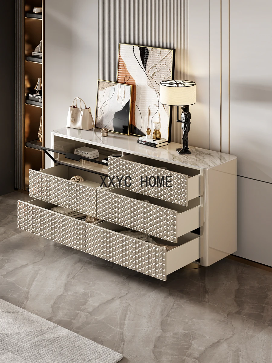 Italian Light Luxury High-End Entrance Cabinet Stone Plate Modern Minimalist Chest of Drawers Living Room Locker