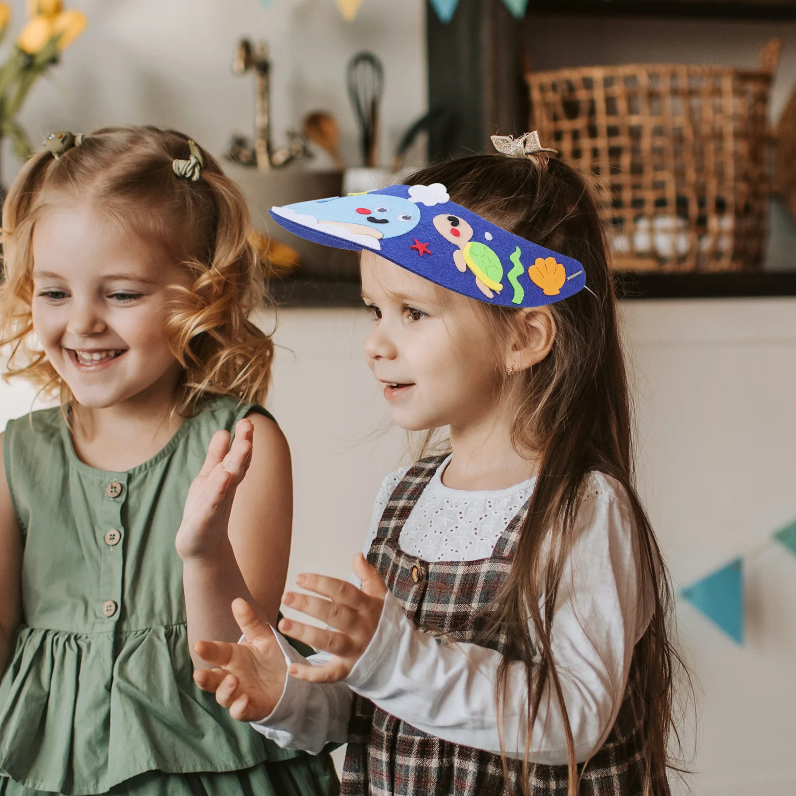 3세트 부직포 선보넷 공예 키트 DIY 어린이 수제 모자 창의적 재료 생일 파티 용품 DIY 선보넷 장난감