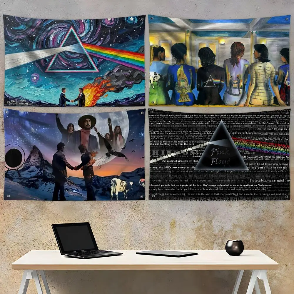 Psychedelic Band P-Pink Floyd Flags Fade-Resistant Fabric Garden Flag | Outdoor Hanging Sign for Shop Home