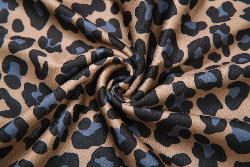 ليوبارد طباعة الجانب المشارب بنطال ذو قصة أرجل واسعة النساء الخريف موضة مرونة عالية الخصر فضفاضة ملابس الشارع الشهير بنطلون قيعان