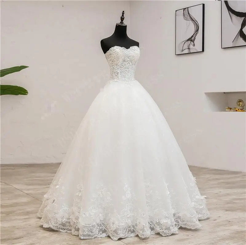 High Quality Luxury Lace Strapless White Wedding Dress 2024 New Vintage Plus Size Bridal Ball Gowns Vestido De Noiva Real Photo