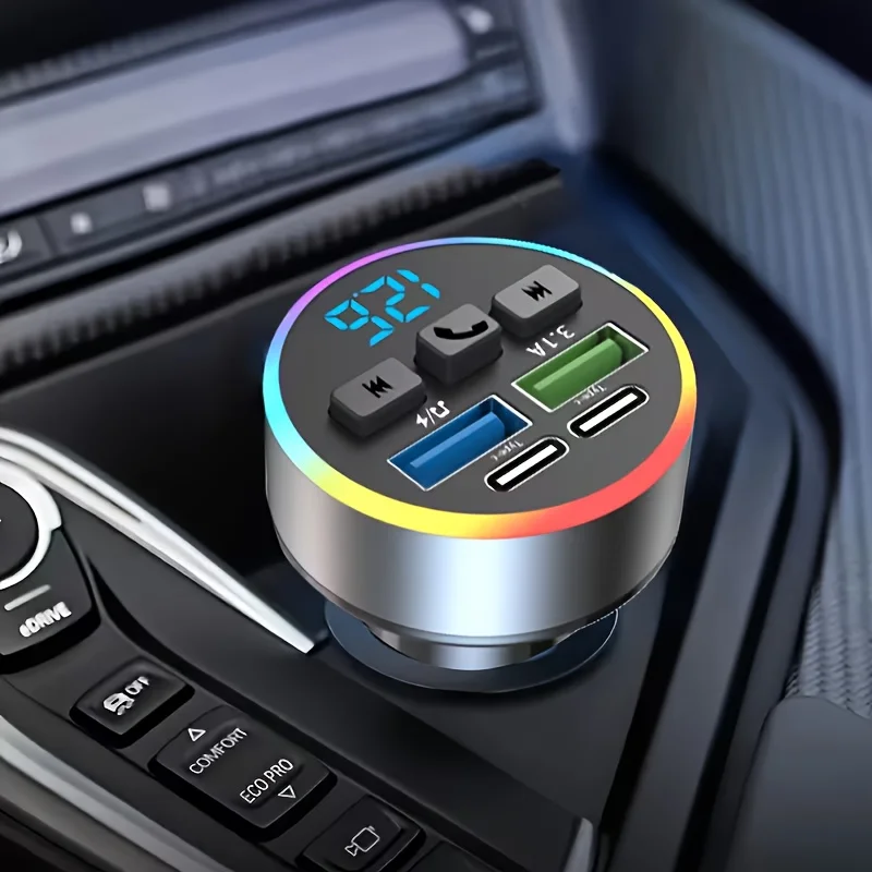 Wireless Type-C USB One-Button Hands-Free Car Charger Audio Receiver Car MP3 Player FM Transmitter ,Hands-Free Calling