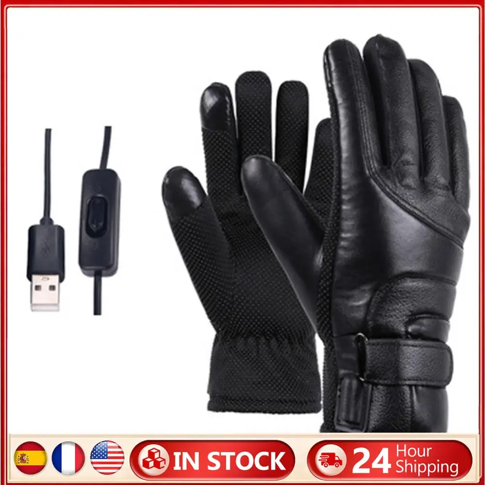 

Leather Thermal Heated Gloves Waterproof Outdoor Warm Hand Heating Gloves Touchscreen Hand Warmer for Hiking Skiing Fishing