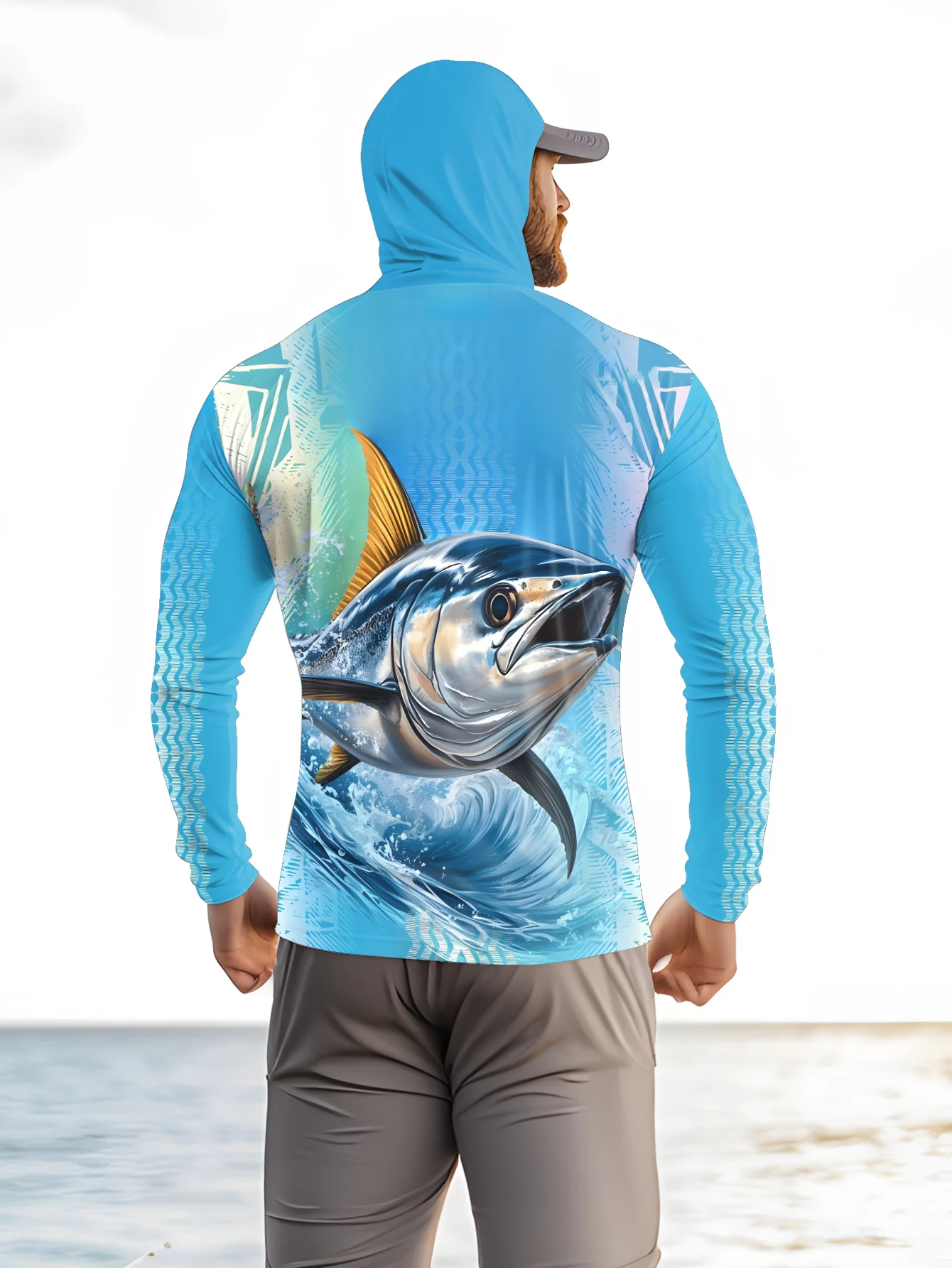 2026 Summer Best-selling Men's Fishing Outfit for Outdoor Sports Leisure Comfortable and Soft 3D Small Fish Pattern Print