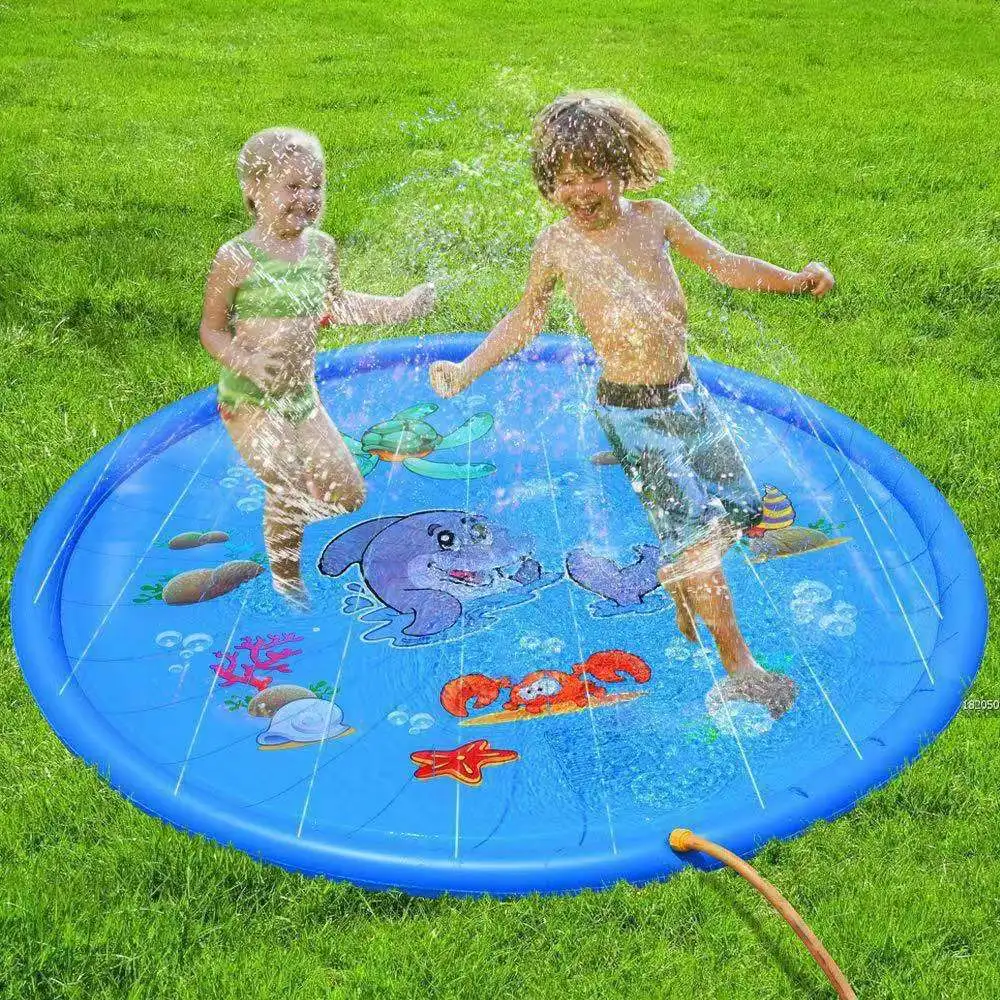 Children Play Spray Mat 100/170cm Beach Inflatable Water Sprinkler Pad Outdoor Game Toy Lawn Swimming Pool Mat Kids Toys