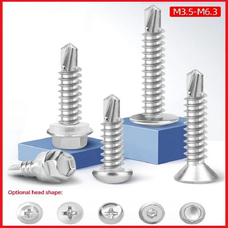 M3.5 M3.9 M4.0 M4.5 410 الفولاذ المقاوم للصدأ برغي حافر ذاتيًا برأس مسطح فيليبس برغي حفر ذاتي للصفائح المعدنية