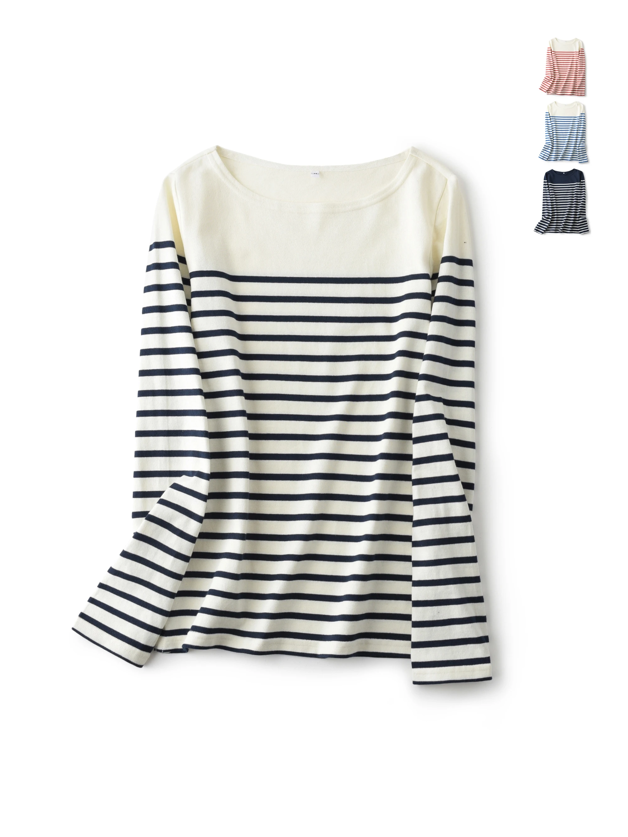 

Classic Cotton Knitted Long Sve Striped T-irt Women's Base irt Slimming Top Casual Loose Fit Autumn Season Pure Cotton