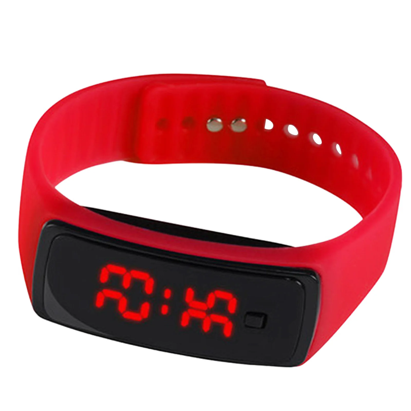 ساعة رقمية LED للطلاب بسوار من السيليكون الأحمر وساعة معصم خارجية للجنسين هدية وضع إعداد الوقت #1
