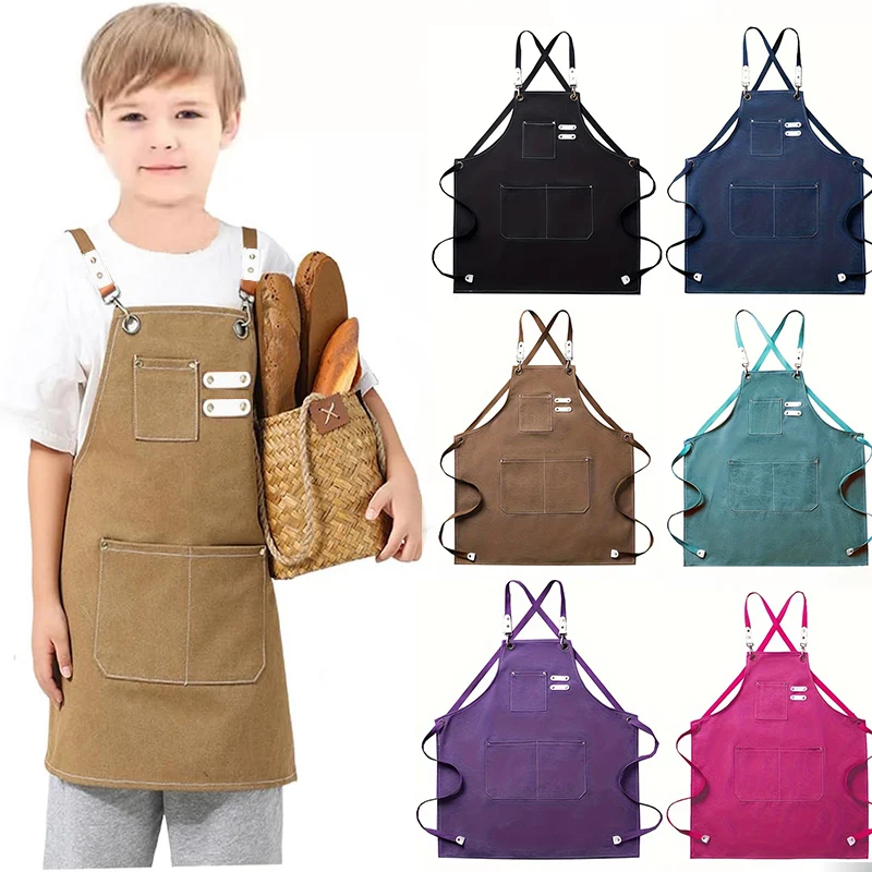 Kids Cooking and Baking Drawing Apron Dress Up Chef Costume, Girls Aprons for Halloween Christmas Gift