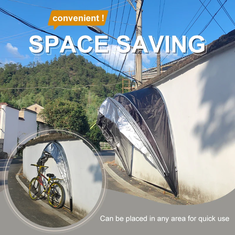 Hanging on Wall 3 Bicycles Bike Tent or 2 Motorcycle Storage tent,Fence tent, Portable Outdoor Garage, Silver Coating Fabric