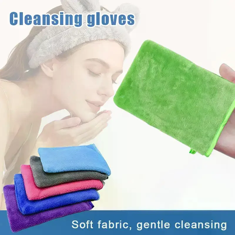 1 Pcs Colorful Makeup Remover Cleansing Gloves Reusable Soft Microfiber Face Care Towel Beauty Facial Cleansing Cloth Skin Care