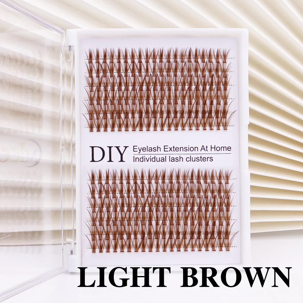 240PCS 30D Cluster Lashes 9-14mm Mix 0.07mm Dark Light Brown Soft Volume Makeup Tool DIY At Home Natural Look Eyelash Extension