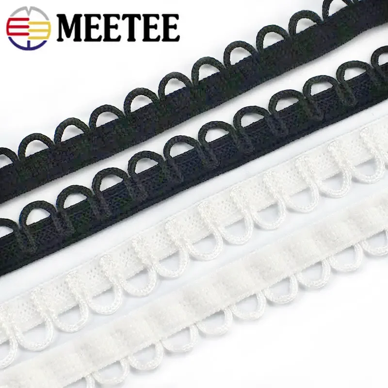 Meetee 8Meters Nylon U-wave Trim Lace Ribbon for Sewing Dress Collar Buttonhole Curved Edge Elastic Band DIY Garment Accessories