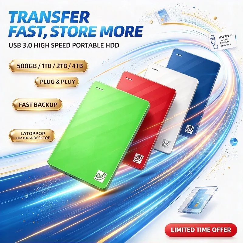 Brand New Portable External Hard Drive 2.5 Inch USB3.0 High Speed Extended Storage Disk 500GB 1TB For Laptop Desktop PC SSD Disk