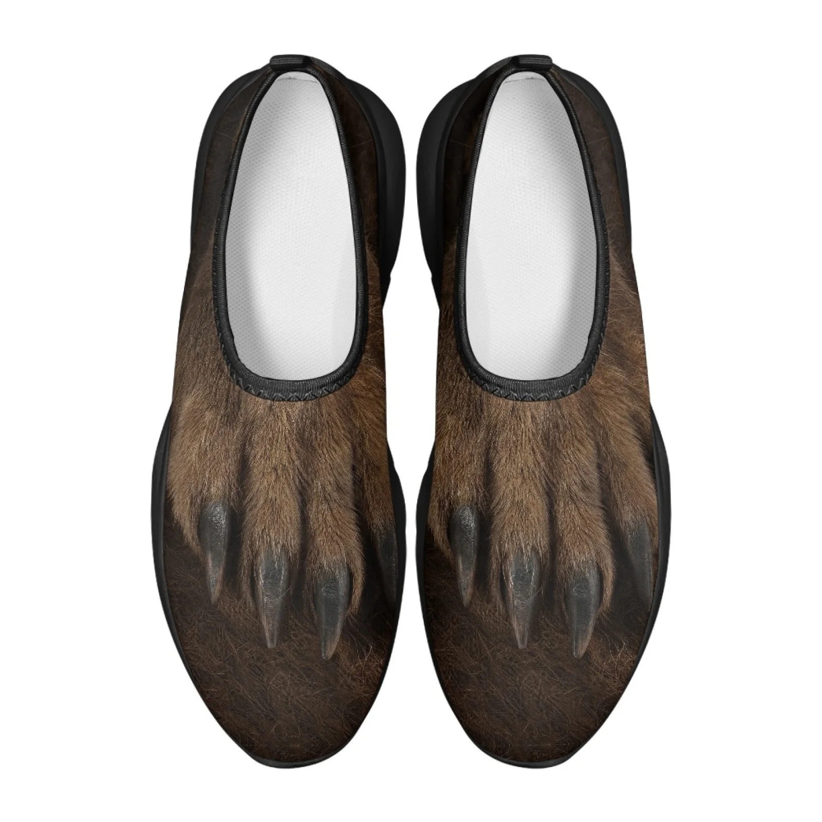 PENSTROLL Brown Fur Texture Casual Shoes, Breathable Low Top Mesh Slip on Sneakers for Men, Comfortable for Outdoor Work
