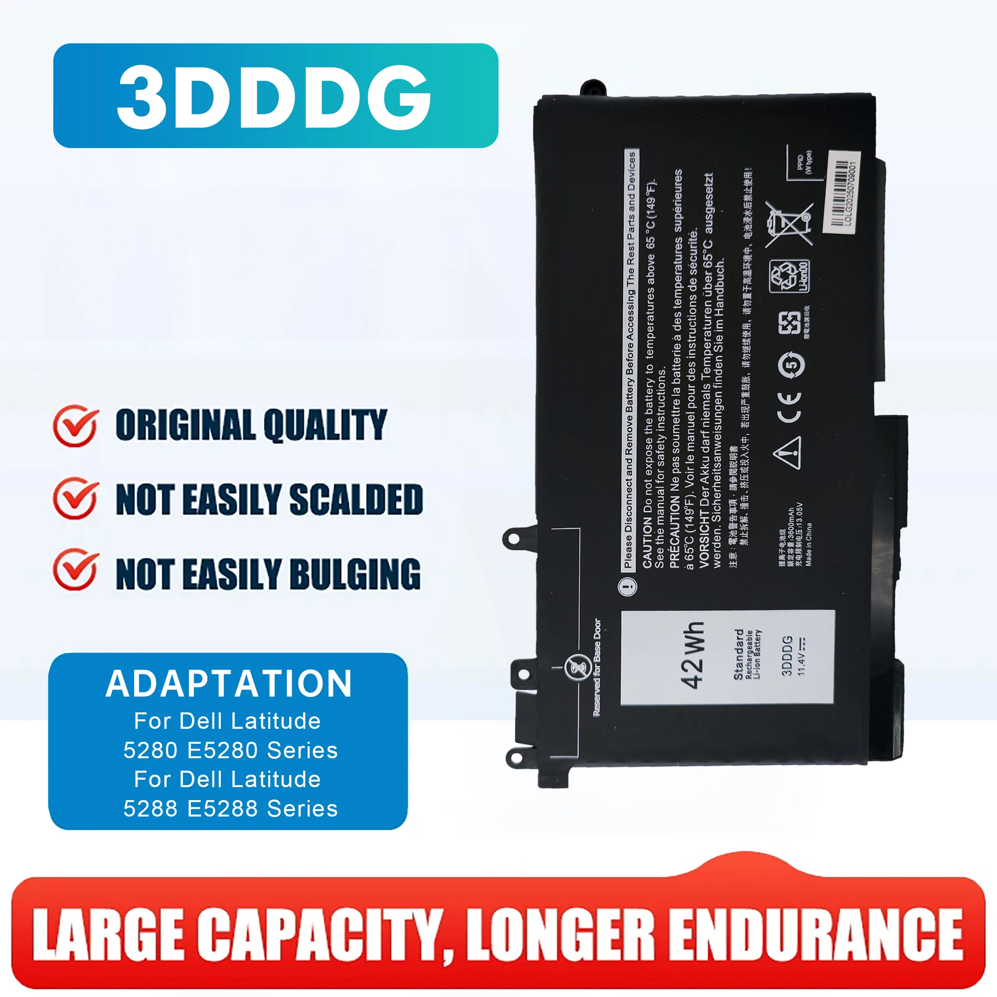 

3DDDG laptop Battery For Dell Latitude 5280 5288 5480 5580 5490 5590 5491 5495 5488 Precision 3520 3530 Series 080JT9 3VC9Y