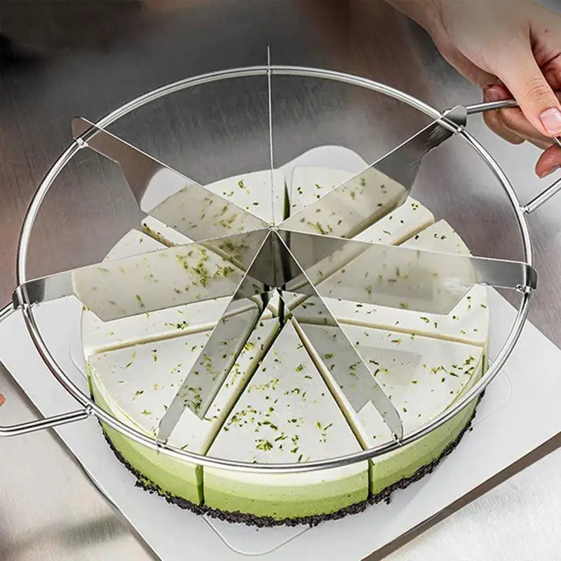 Cake Cutter Slicer Stainless Steel Pie Cutter Equal Portion Marker Round Bread Divider Pastry Cheese Pizza Cutting Press Tool