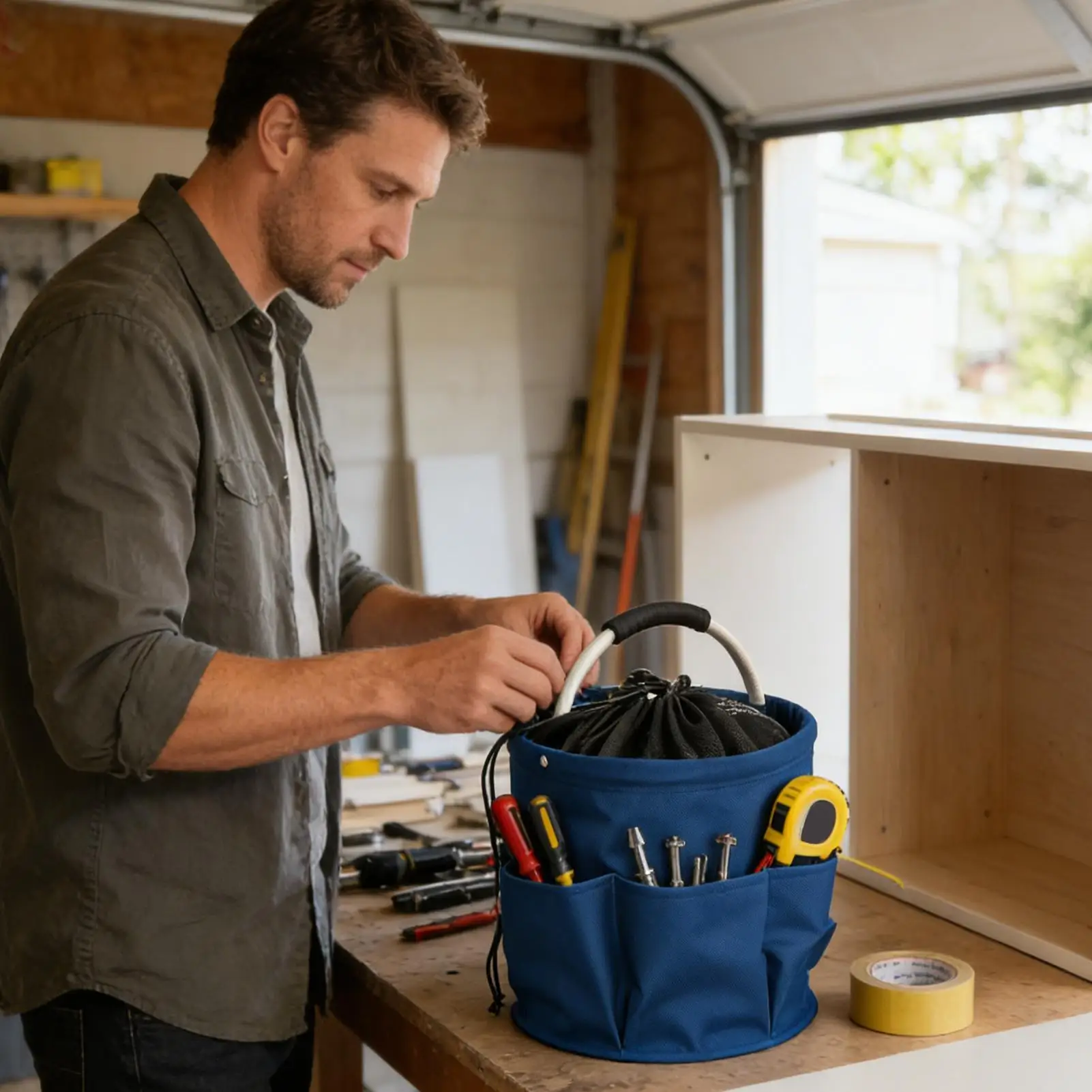 

Складная корзина для хранения, портативная складная сумка для чистящих средств с ручкой, сумка для туалетных принадлежностей для дома, ванной комнаты, улицы