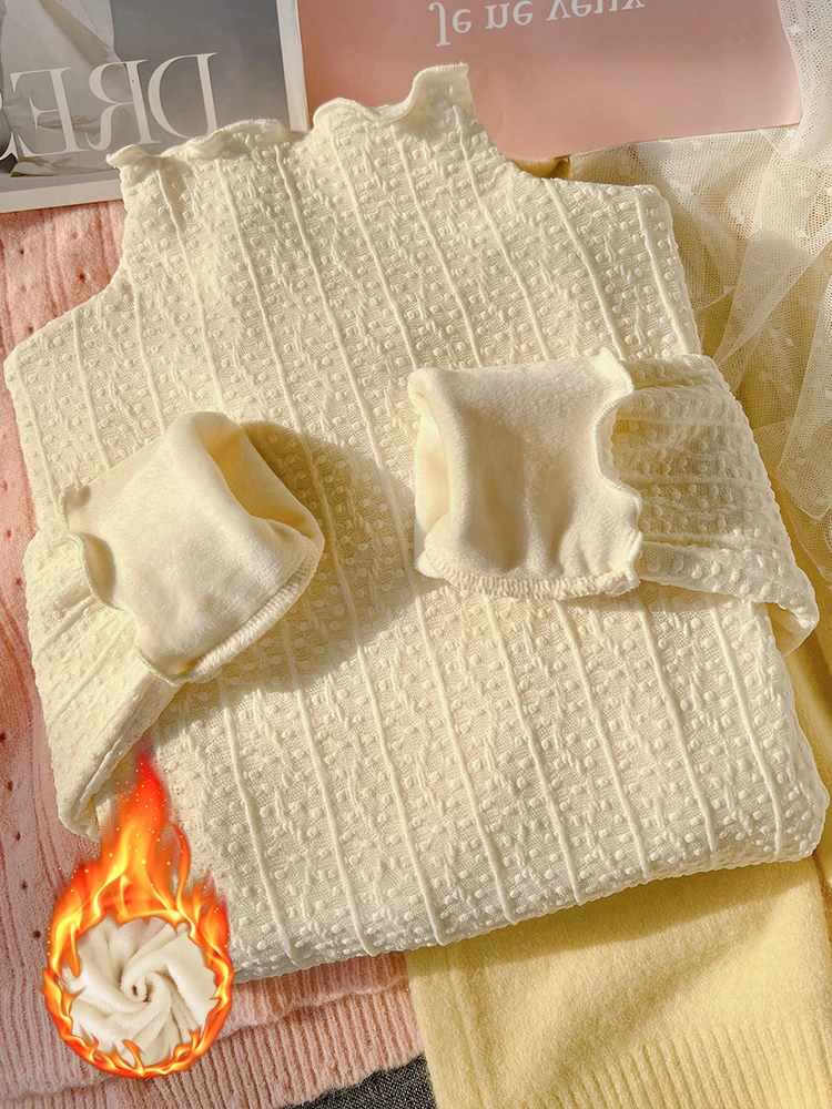 

Утепленная женская водолазка с высоким воротником и кружевной отделкой, осенне-зимняя теплая базовая кофта для повседневной носки в корейском стиле