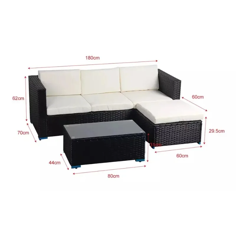 Outdoor Dining Table Rattan/Wicker Furniture Set Removable Rattan Bistro Garden Sofa Set
