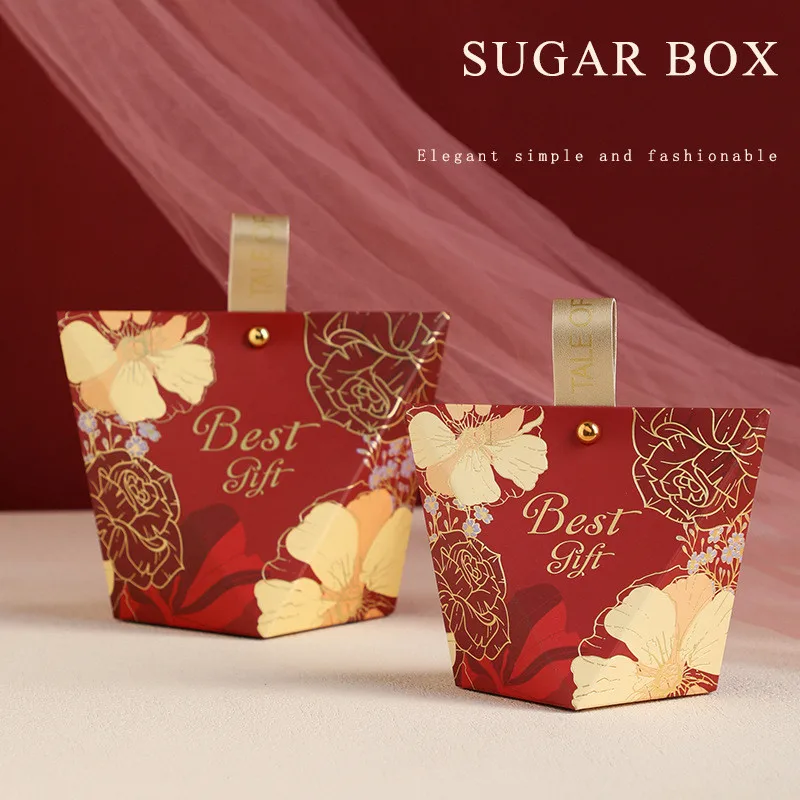 European Candy Paper Boxes Biscuit Packing Box Aromatherapy Gift Hand Bags Flower Printing Wooden Ring Buckle For Wedding Party