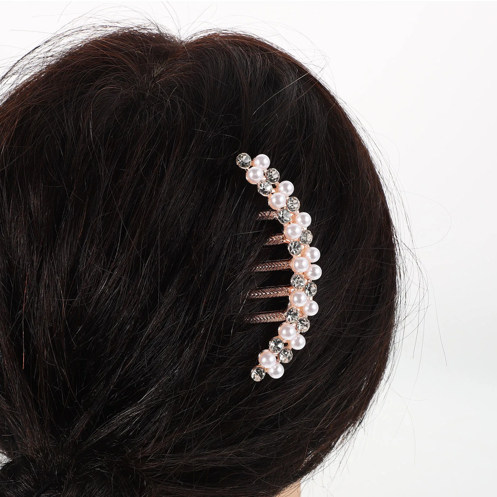 Peigne à cheveux en fausses perles et strass, épingle à cheveux florale élégante pour femmes, couvre-chef de fête de mariage, accessoire Vintage de Style chinois