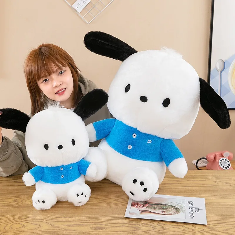 Sanrio-muñeco de peluche Pochacco auténtico, muñeco de Anime Kawaii, conejo, globo, temporada escolar, cachorro, 50CM, regalo de cumpleaños y