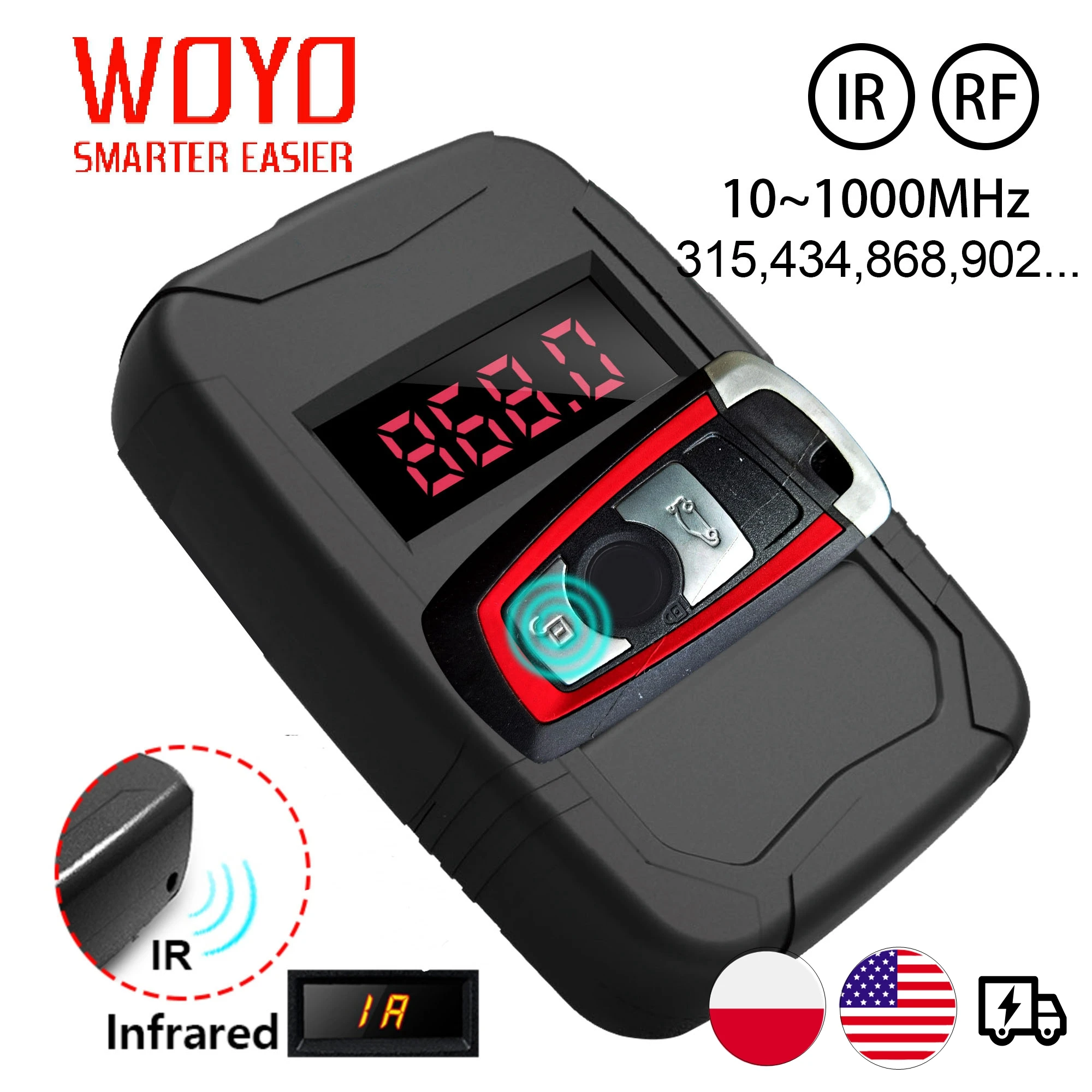 WOYO Radio Frequency Tester Remote Control Diagnosis Tool All Types of (IR) Infra Red (RF) Radio 10-1000MHZ Frequency Tester