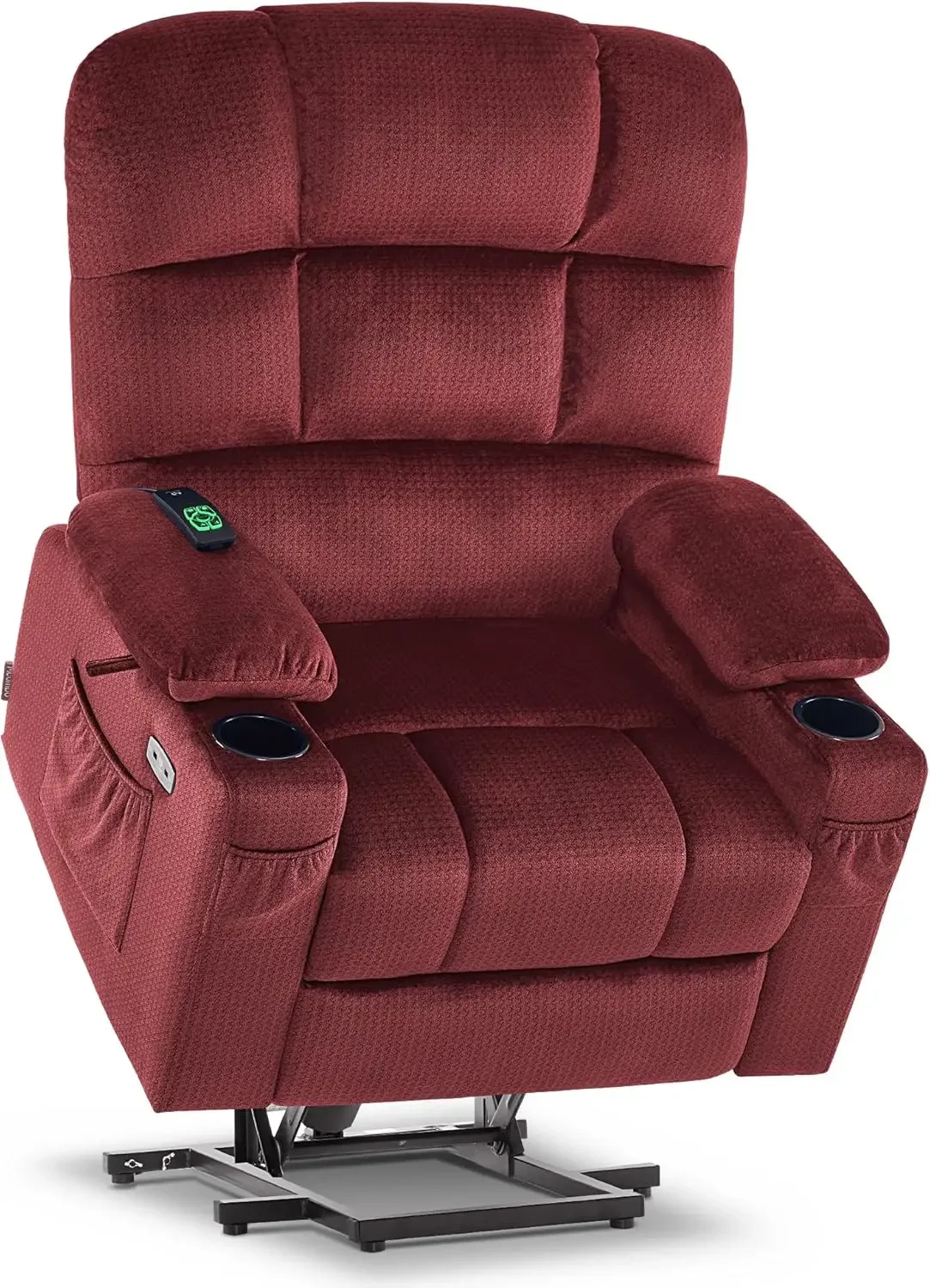 Dual Motor Power Lift Recliner Chair with Massage and Heat for Elderly People, Infinite Position, USB Ports, Cup Holders, Fabric